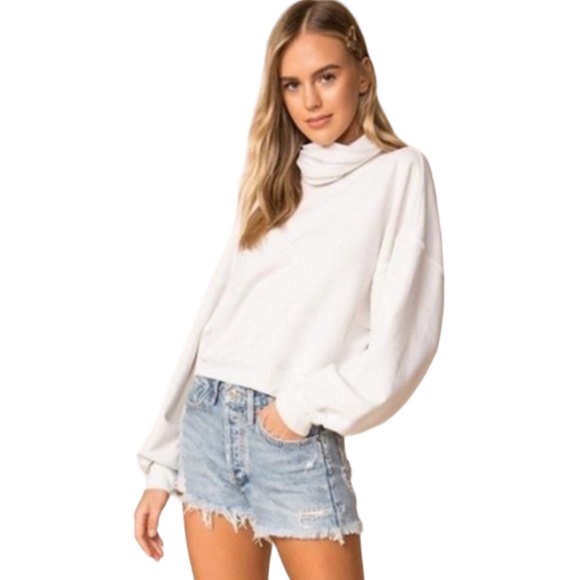 Agolde Tops - NWT Agolde Extended Rib Turtleneck Sweatshirt in Paper Mache